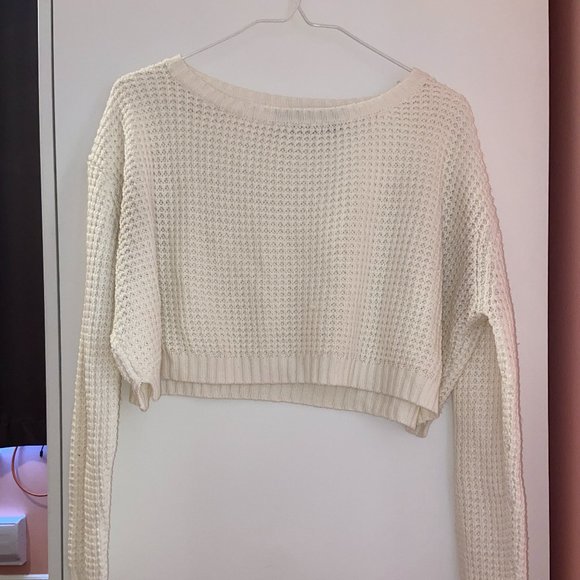 [2-Piece] Cropped Knit Sweaters | White + Green - Picture 9 of 15